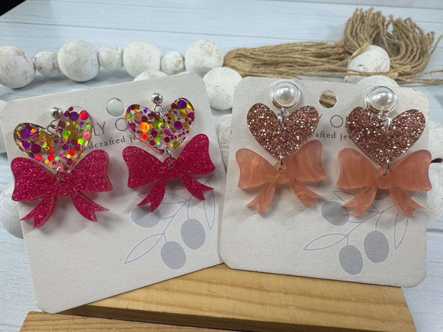 Heart Bows Dangle Earrings