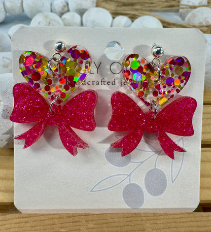 Heart Bows Dangle Earrings
