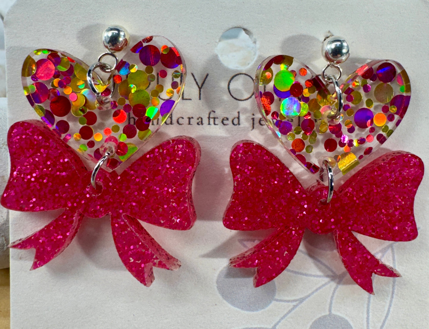 Heart Bows Dangle Earrings