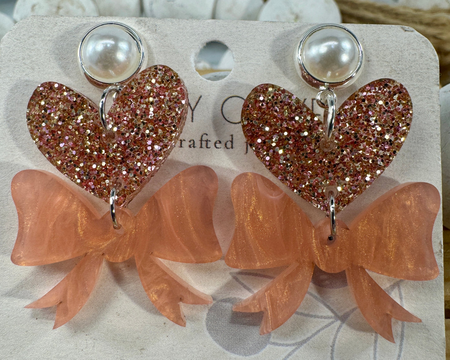 Heart Bows Dangle Earrings