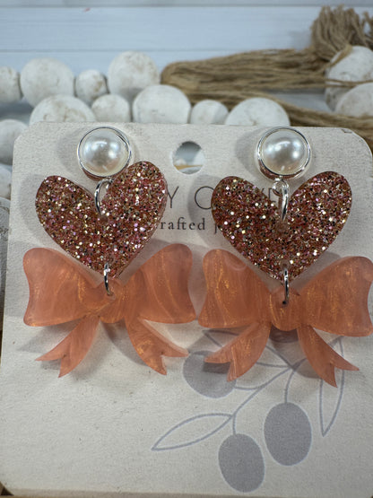 Heart Bows Dangle Earrings