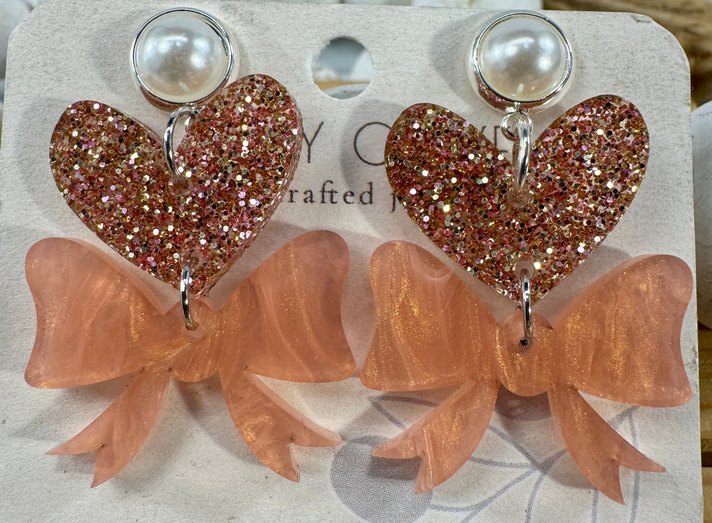 Heart Bows Dangle Earrings