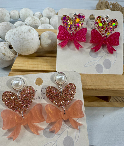 Heart Bows Dangle Earrings