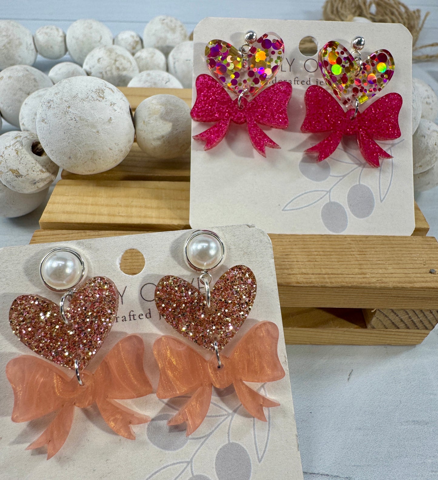Heart Bows Dangle Earrings