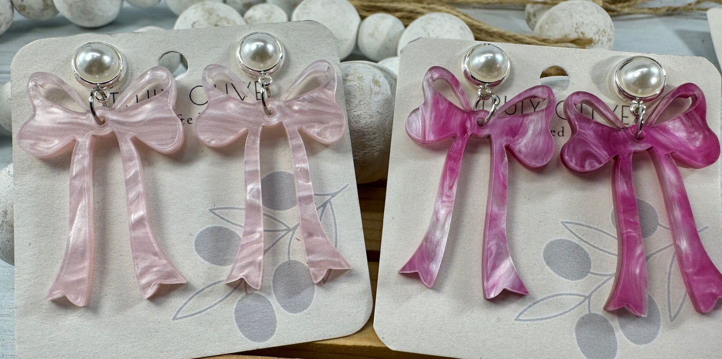 Pink Cochette Bow Post Earrings