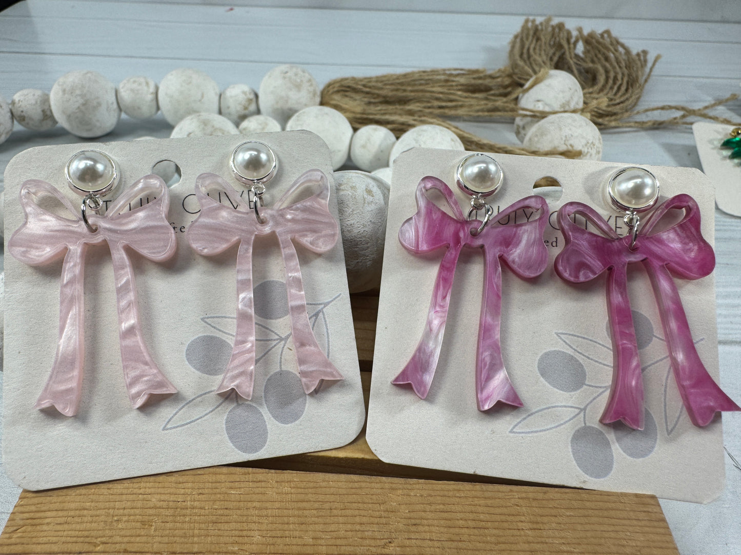 Pink Cochette Bow Post Earrings