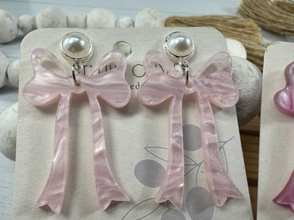 Pink Cochette Bow Post Earrings