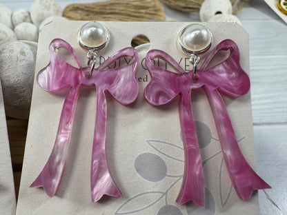 Pink Cochette Bow Post Earrings