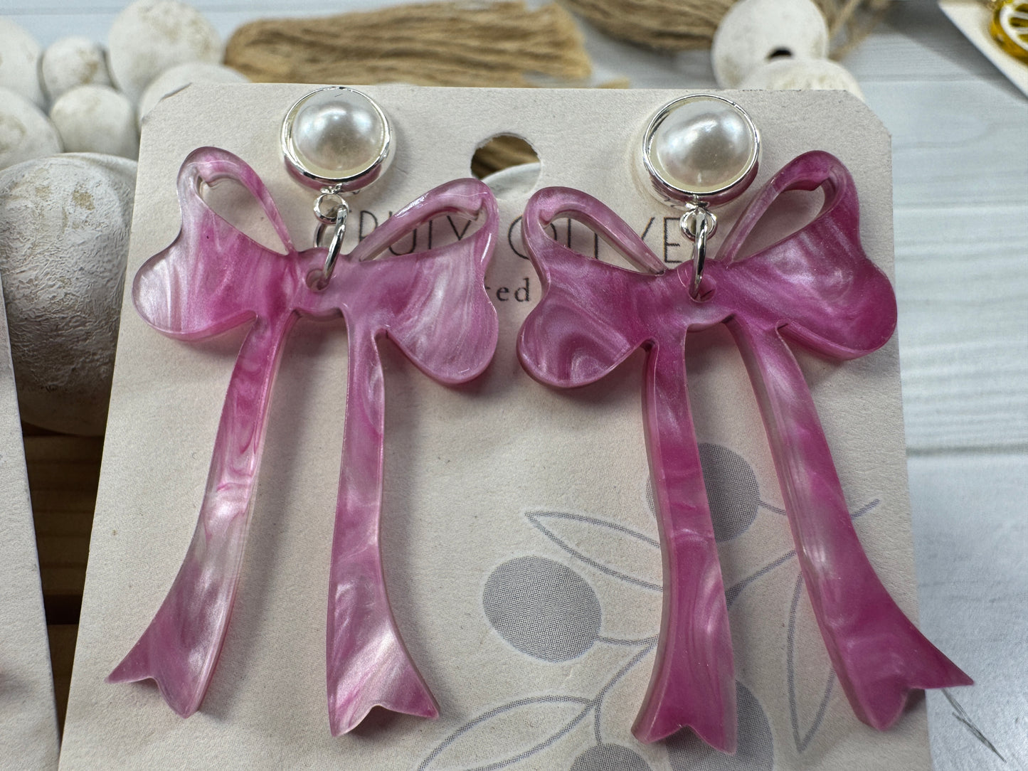 Pink Cochette Bow Post Earrings