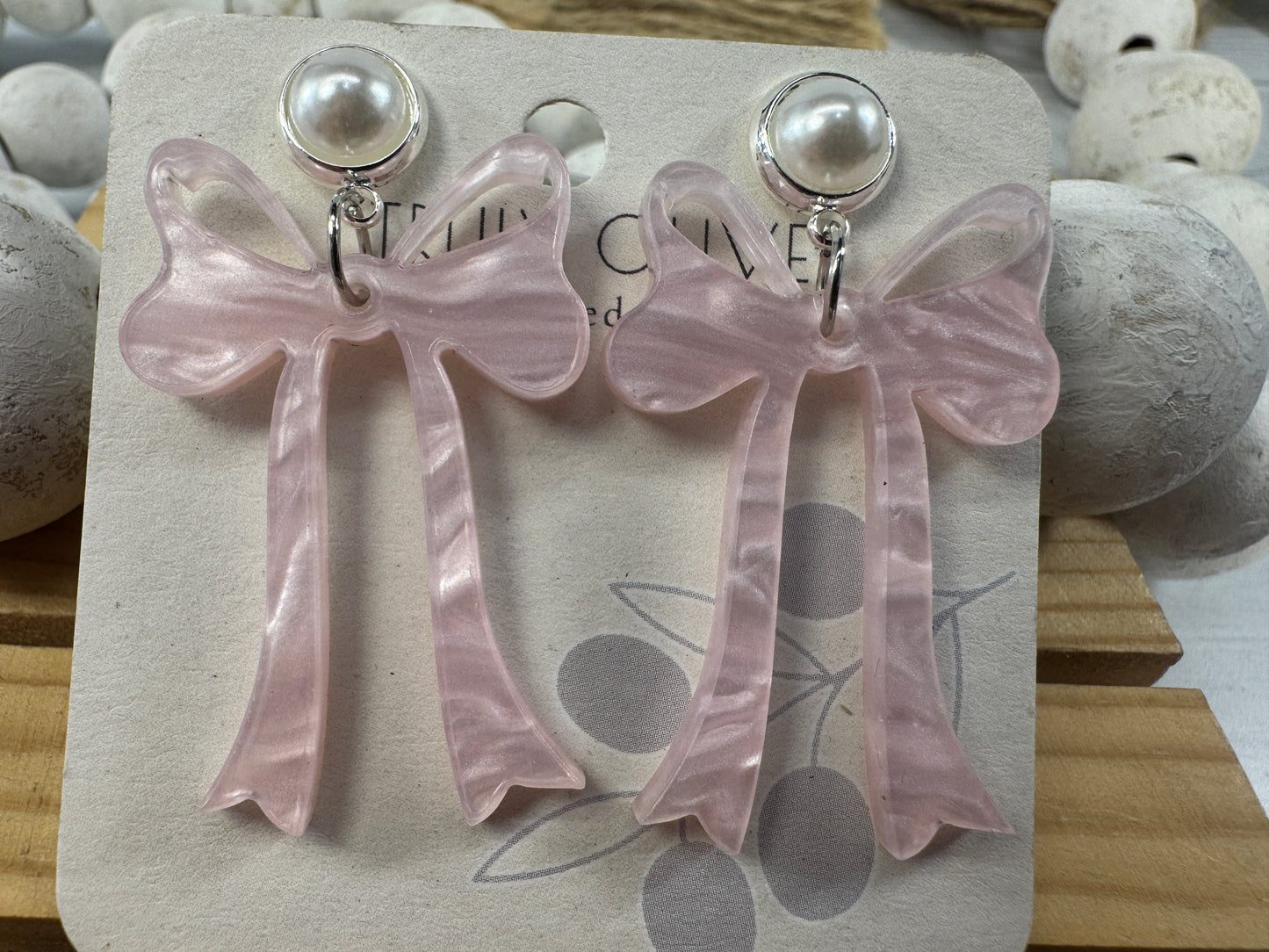 Pink Cochette Bow Post Earrings