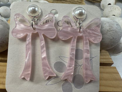 Pink Cochette Bow Post Earrings