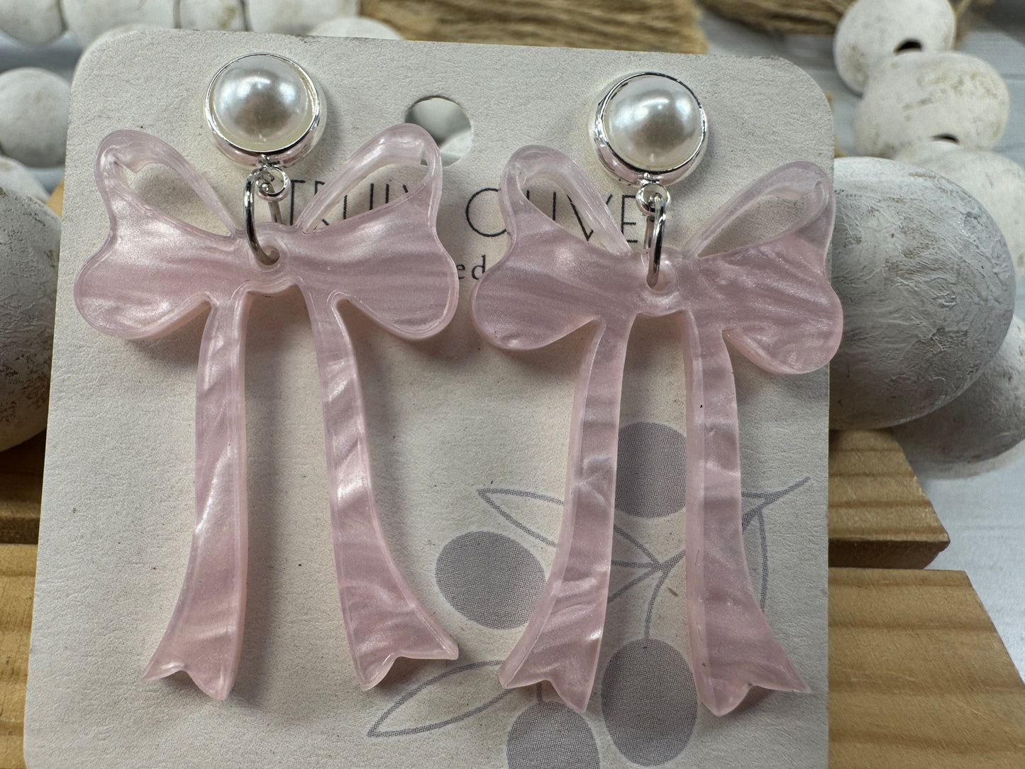 Pink Cochette Bow Post Earrings