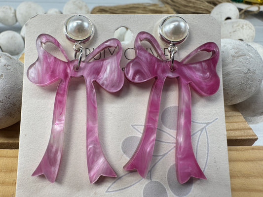 Pink Cochette Bow Post Earrings