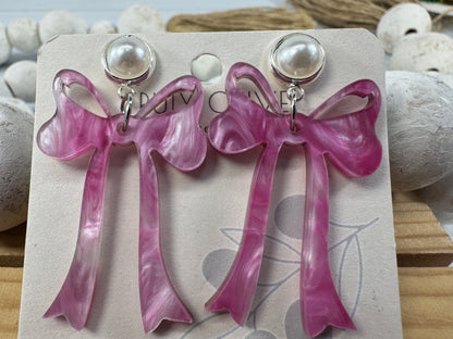 Pink Cochette Bow Post Earrings