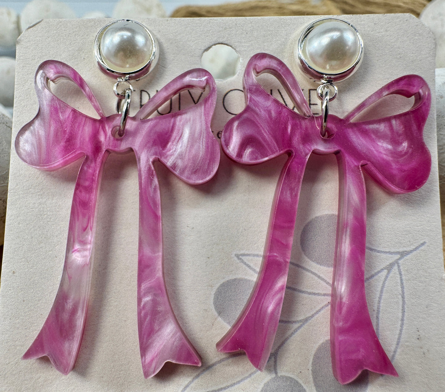 Pink Cochette Bow Post Earrings