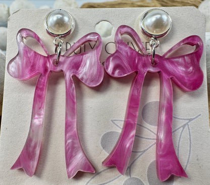 Pink Cochette Bow Post Earrings