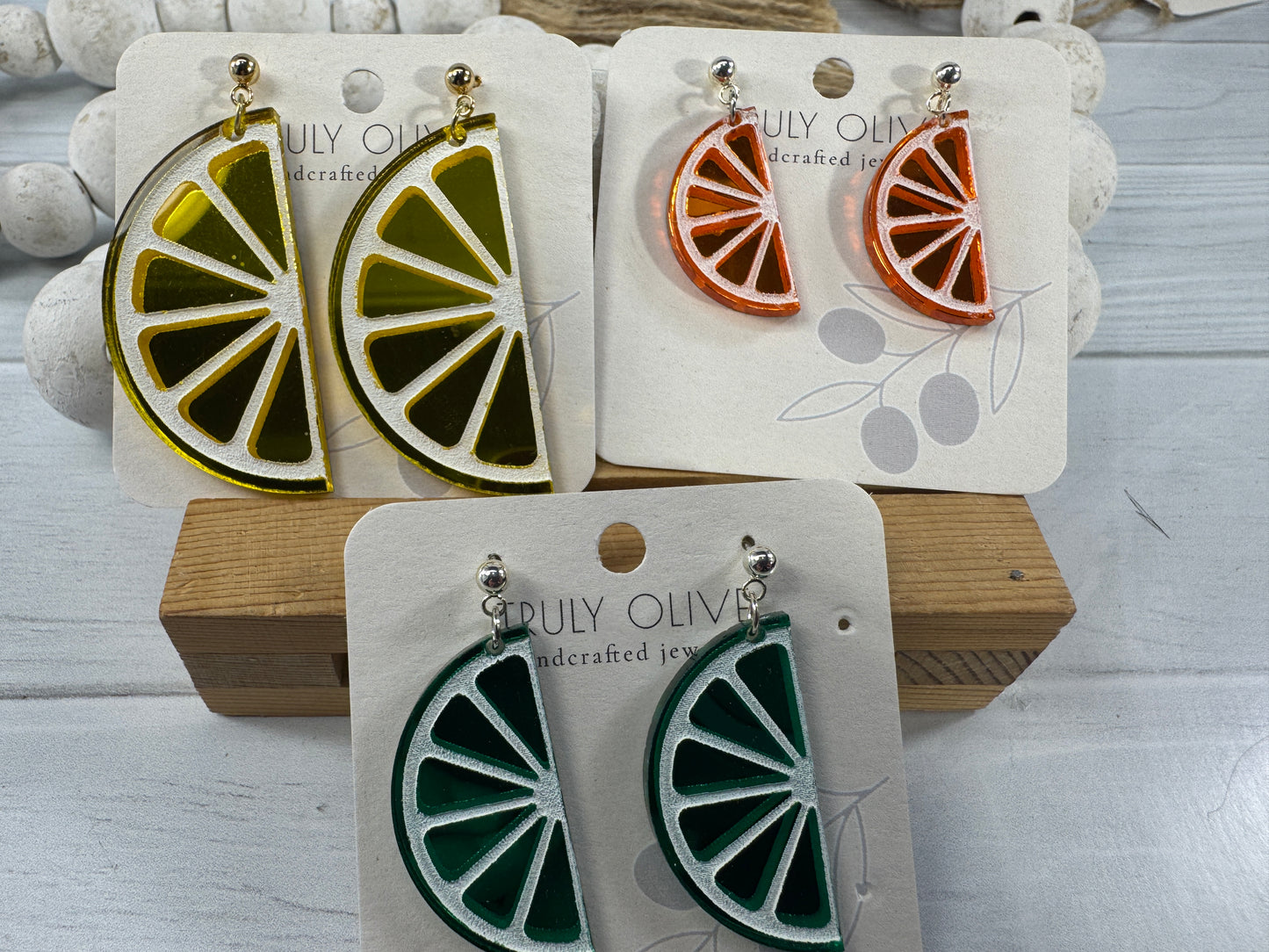 Half Slice Citrus Earrings - Lemon Lime and Orange