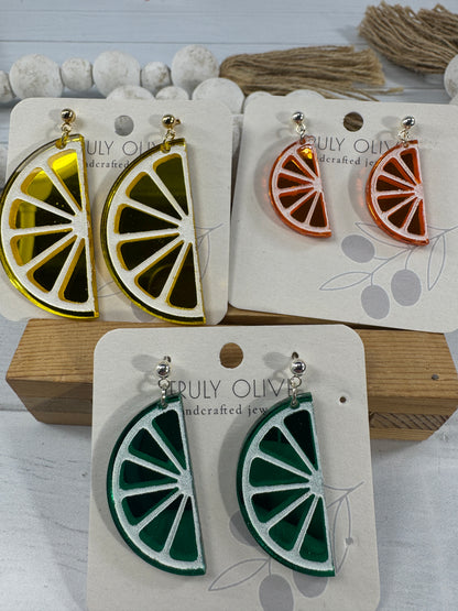 Half Slice Citrus Earrings - Lemon Lime and Orange