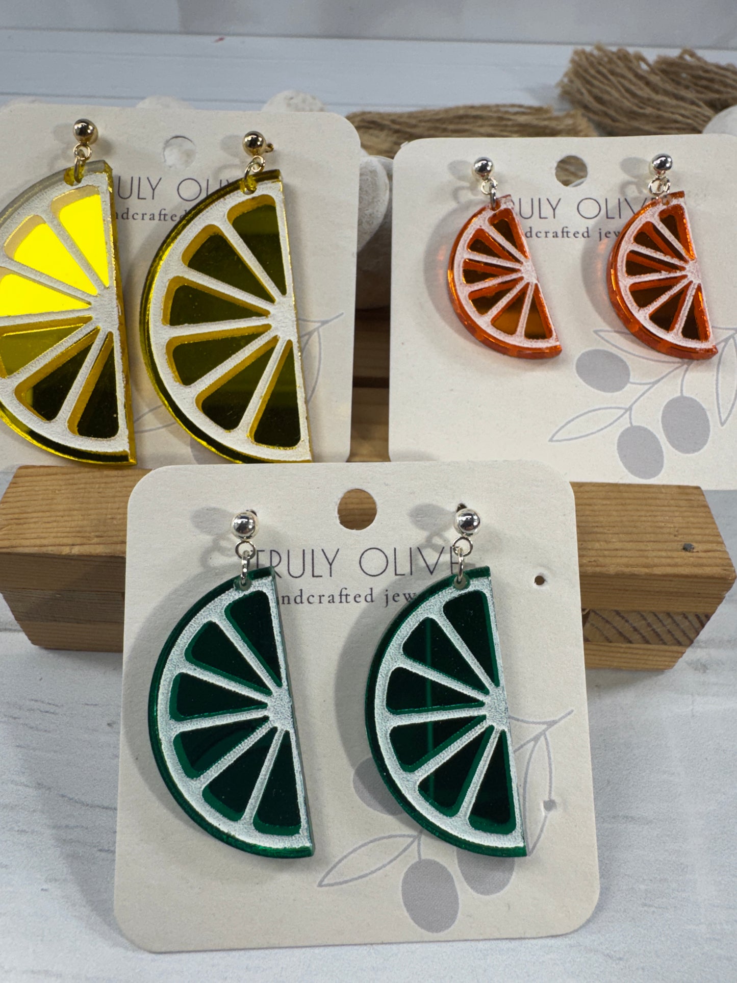 Half Slice Citrus Earrings - Lemon Lime and Orange