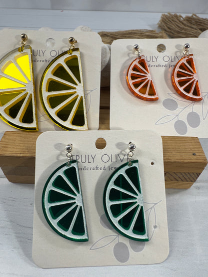 Half Slice Citrus Earrings - Lemon Lime and Orange
