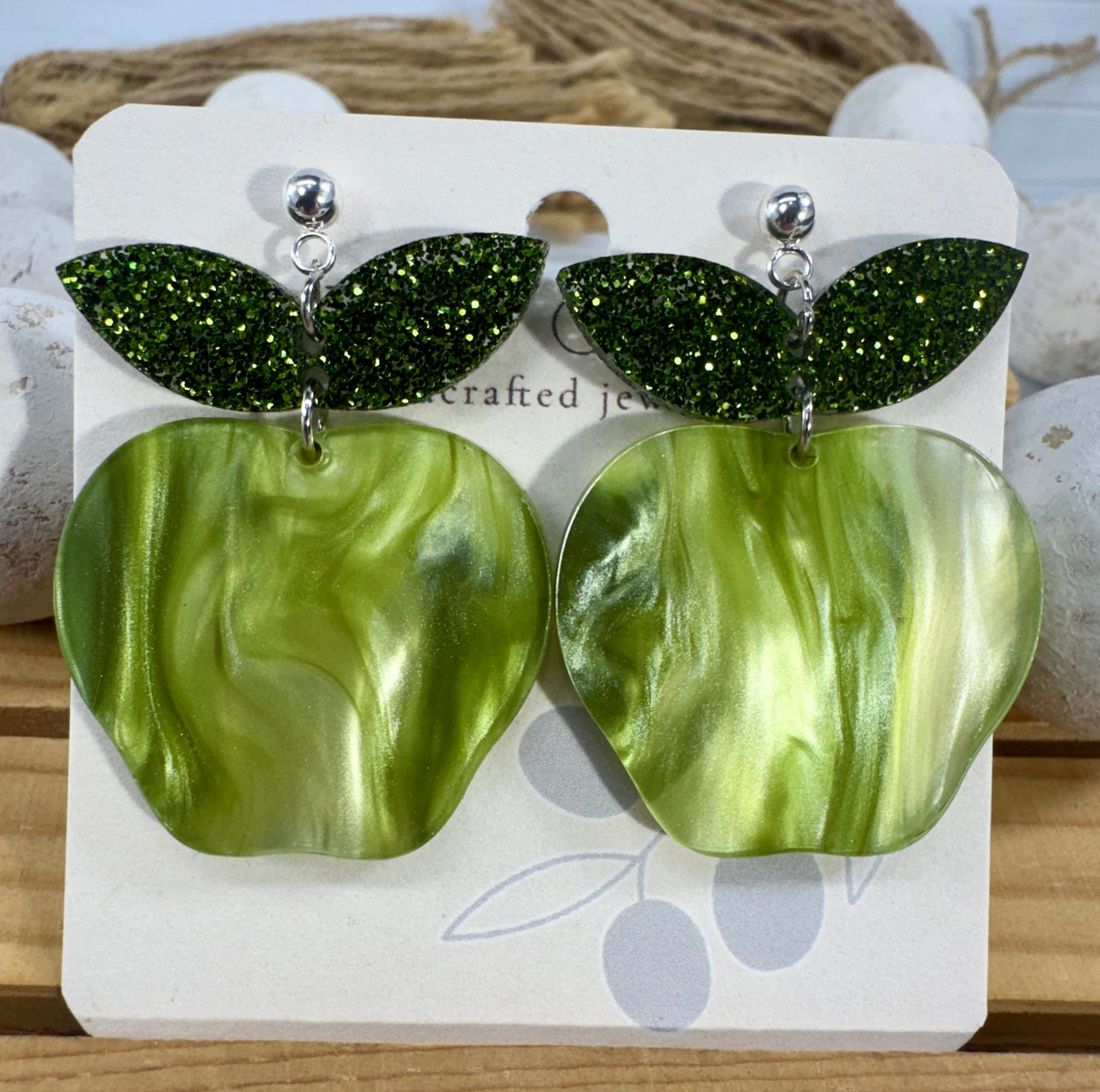 Teacher Apple Earrings - Sparkly Shiny Apple Earrings For Back To School