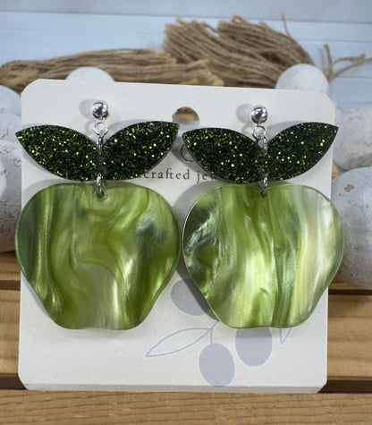 Teacher Apple Earrings - Sparkly Shiny Apple Earrings For Back To School