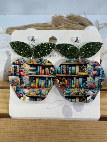 Teacher Apple Earrings - Sparkly Shiny Apple Earrings For Back To School