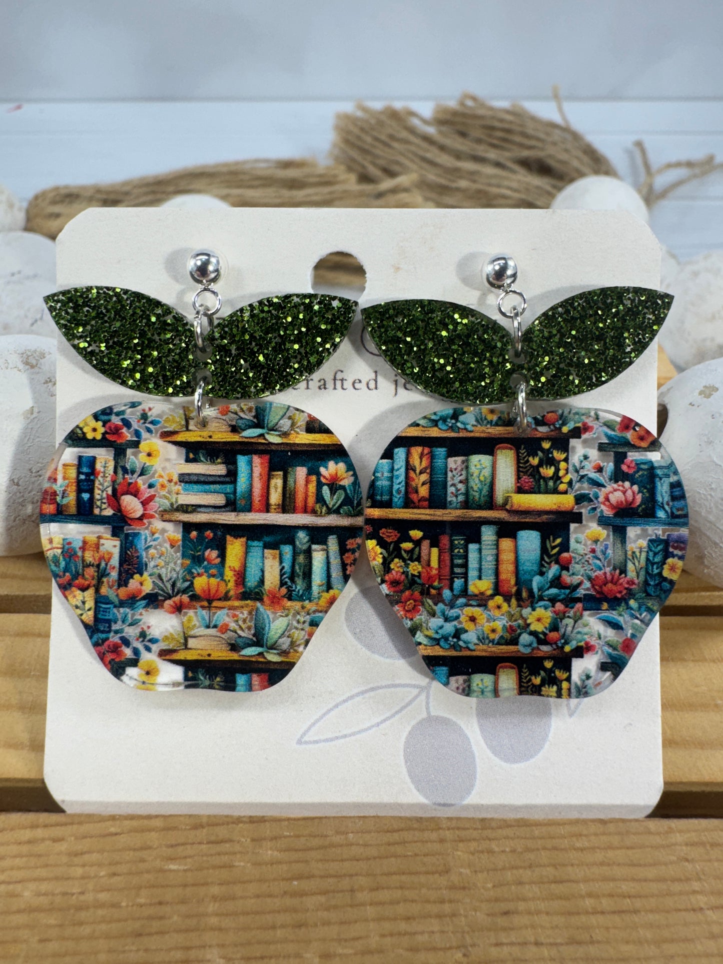 Teacher Apple Earrings - Sparkly Shiny Apple Earrings For Back To School