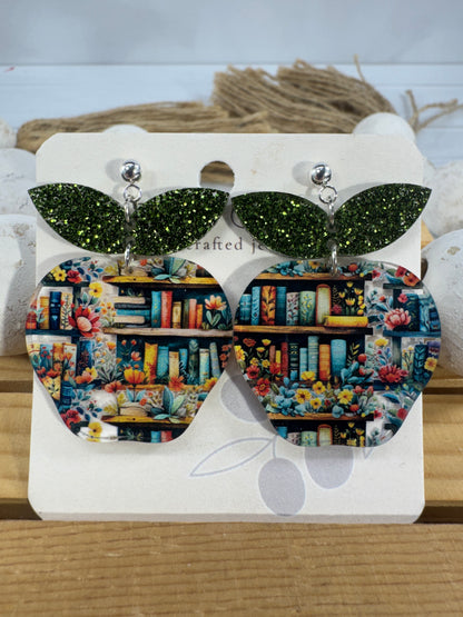 Teacher Apple Earrings - Sparkly Shiny Apple Earrings For Back To School