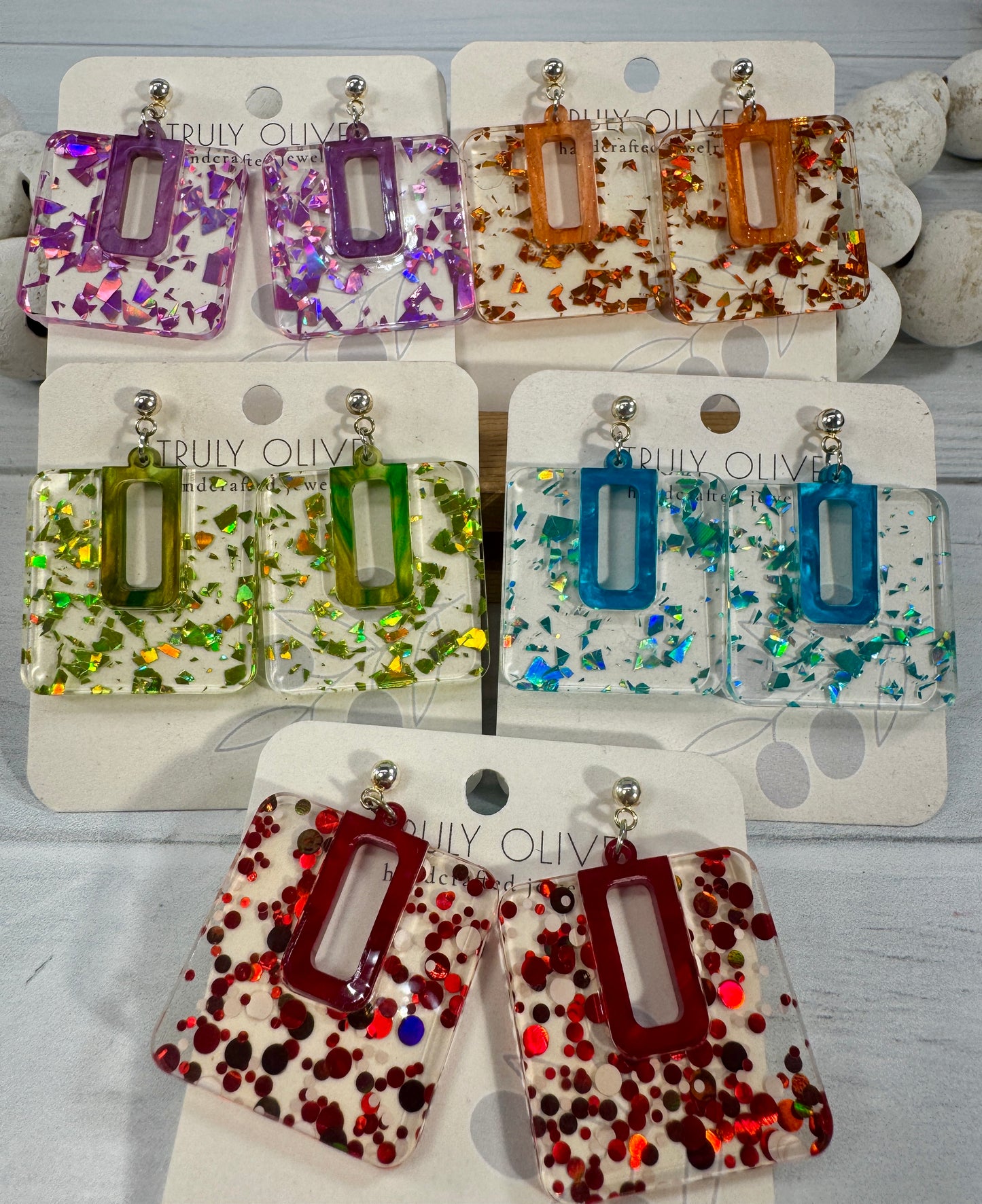 Spring Sparkle Flake Acrylic Earrings