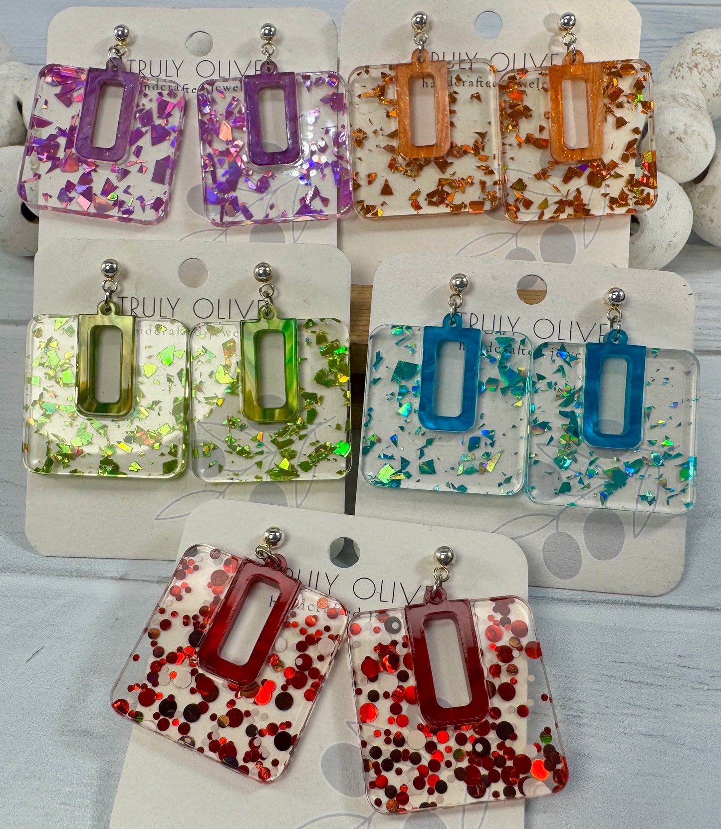 Spring Sparkle Flake Acrylic Earrings