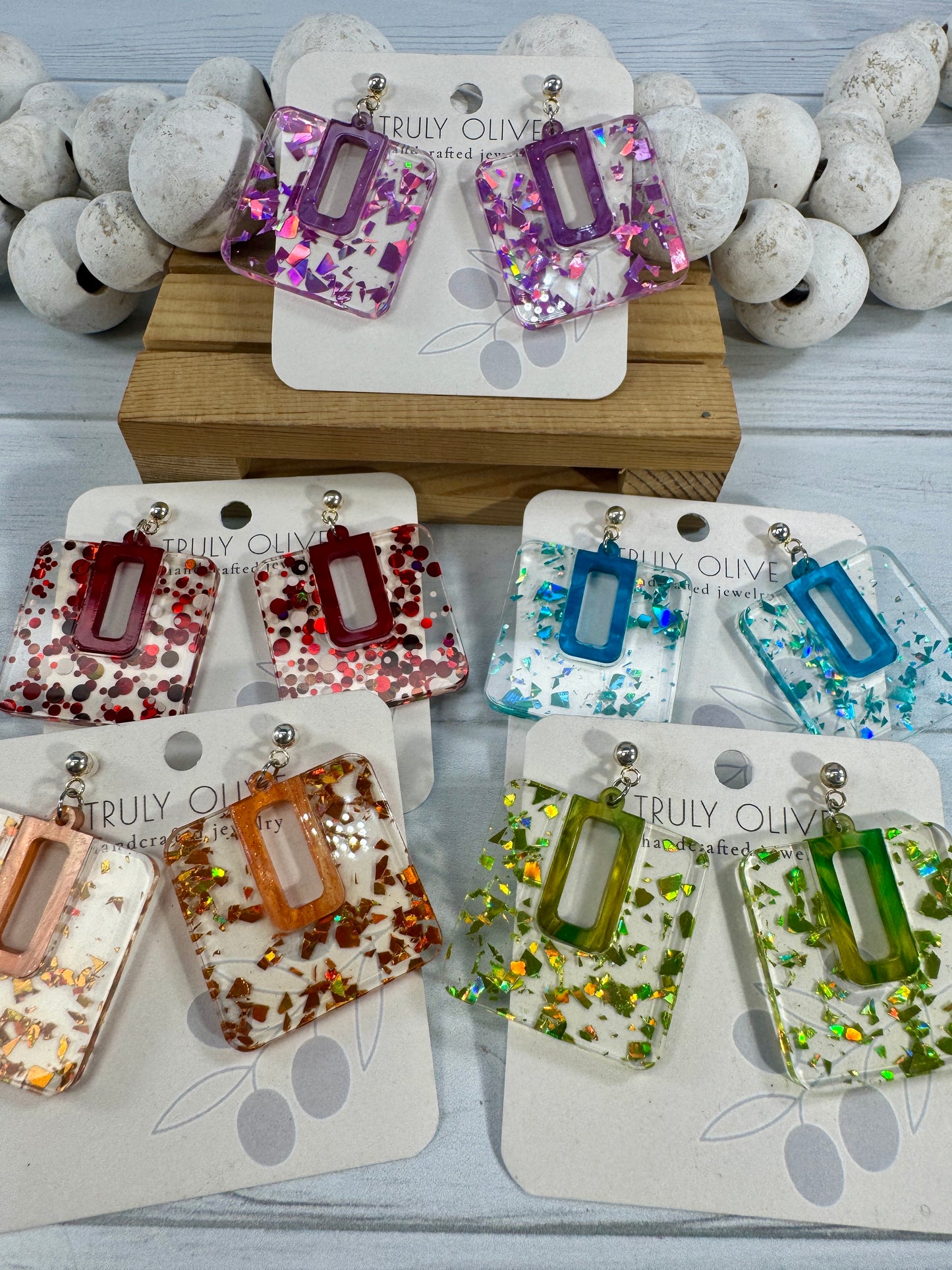 Spring Sparkle Flake Acrylic Earrings