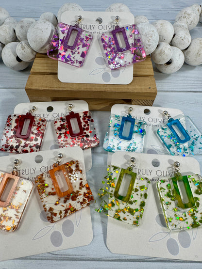 Spring Sparkle Flake Acrylic Earrings