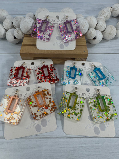 Spring Sparkle Flake Acrylic Earrings