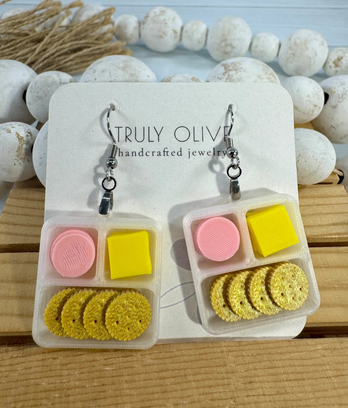 Truly Olive Lunchables Earrings | Charcuterie Earrings | Snack Earrings | Food Jewelry | Cracker Cheese Cookie Earrings | Fun Gift - Earrings Dangle Earrings