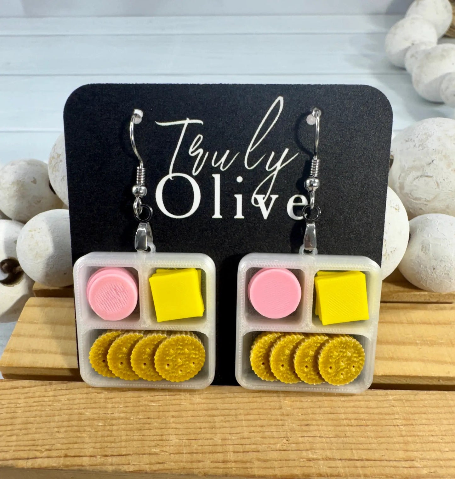 Truly Olive Lunchables Earrings | Charcuterie Earrings | Snack Earrings | Food Jewelry | Cracker Cheese Cookie Earrings | Fun Gift - Earrings Dangle Earrings