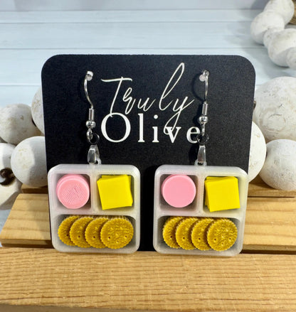 Truly Olive Lunchables Earrings | Charcuterie Earrings | Snack Earrings | Food Jewelry | Cracker Cheese Cookie Earrings | Fun Gift - Earrings Dangle Earrings