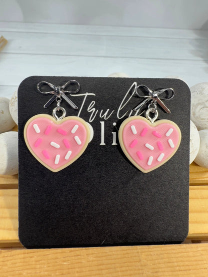 Truly Olive Patriotic Heart Sugar Cookie Earrings – Red, White & Blue Cookie Earrings – Fourth of July Jewelry – Americana Dangle Earrings - Earrings Stud/Post Earrings