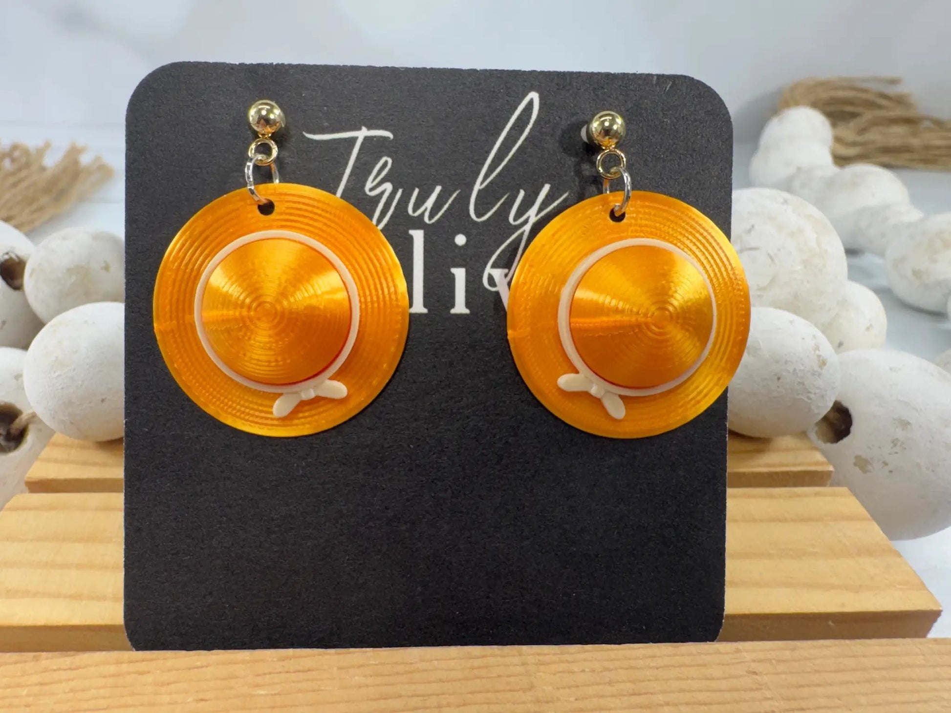 Truly Olive Sun Hat Earrings | Summer Hat Earrings | Beach Earrings | Vacation Jewelry | Cute Summer Accessories | Coastal Earrings - Earrings Stud/Post Earrings