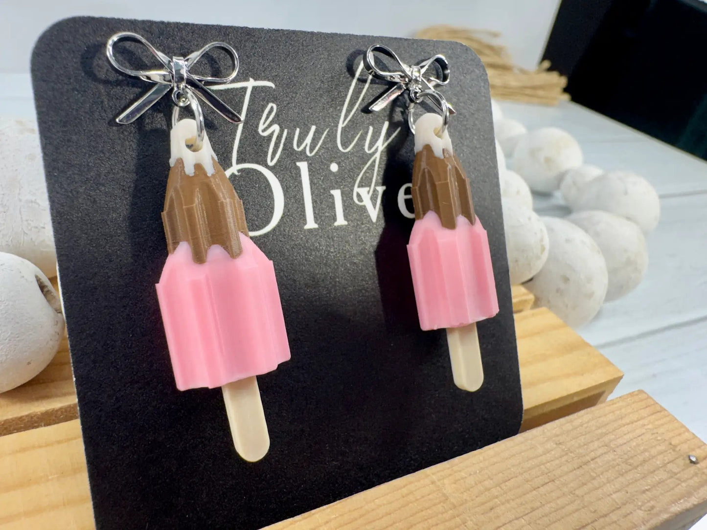 Truly Olive Neapolitan Ice Cream Cone Earrings, Cute Ice Cream Earrings, Summer Earrings, Dessert Jewelry, Foodie Gift, Kawaii Earrings - Earrings Stud/Post Earrings