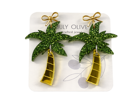 Summer Shimmer Palm Tree Earrings