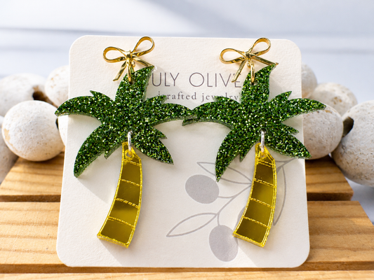 Summer Shimmer Palm Tree Earrings