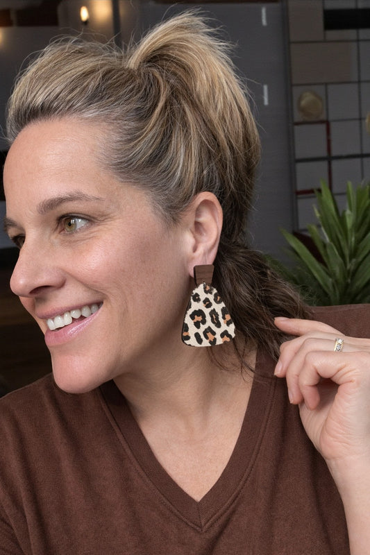 Exotic Leopard Print Reclaimed Wood Earrings