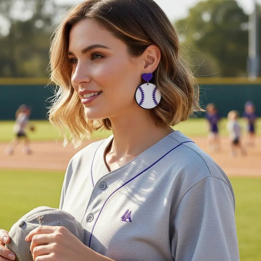 Truly Olive Team Color Baseball Earrings - Choose Your Team Color - Earrings Dangle Earrings